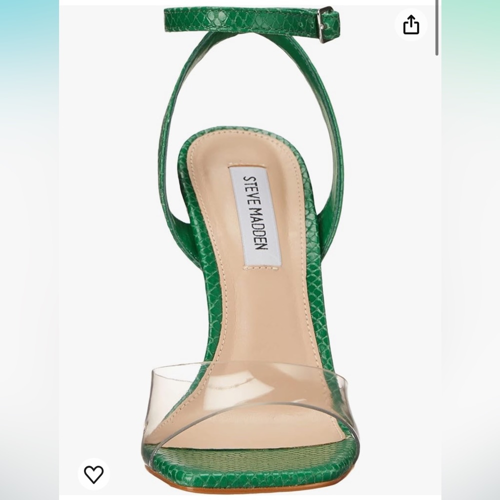 Steve Madden Jessenia Green Acrylic Snakeskin Stiletto Sandals - Picture 6 of 11